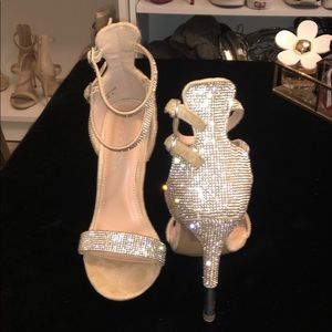 Fashion Nova Rhinestone Strappy Heels.